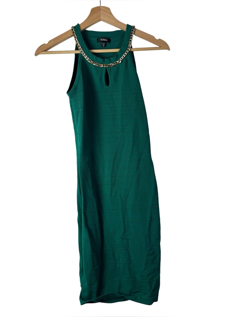 XOXO Emerald Green High Neck Bandage Bodycon Mini Dress XS